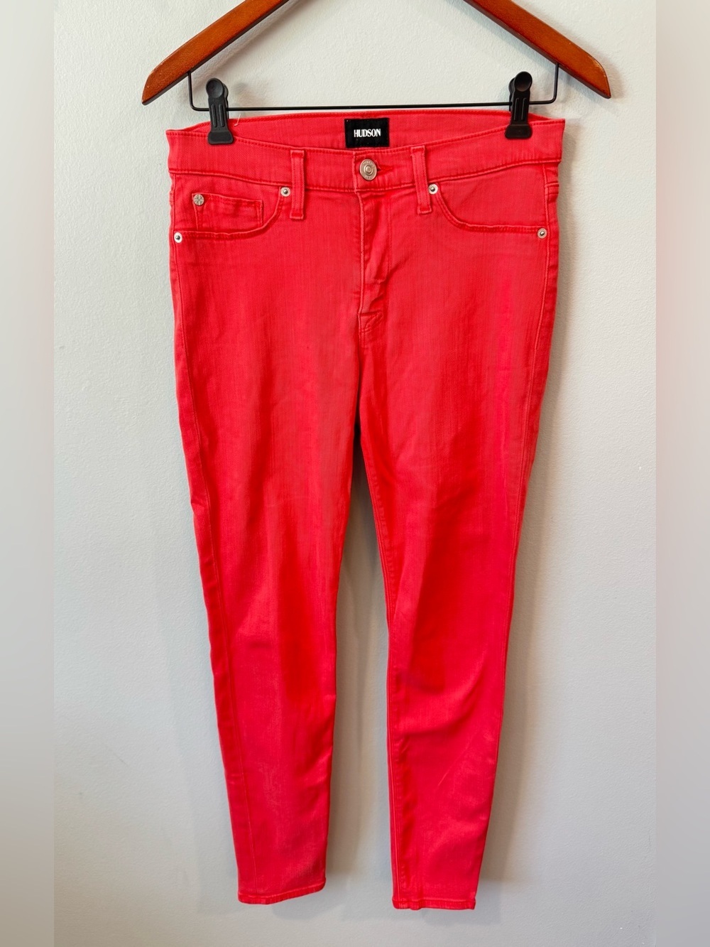 Hudson Jeans Women’s Coral-Red Super Skinny Jeans Sz 29